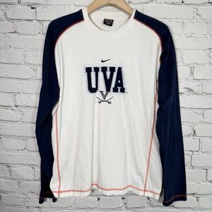 Vintage Nike Team UVA Long Sleeve Shirt Size XL Center Swoosh Contrasting Stitch